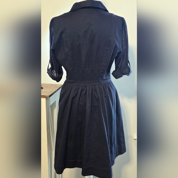 Anthropologie Moulinette Souers Navy Reed Shirt Dress Women's Size 4 - Picture 2 of 10